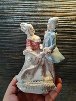 Retro francia kézzel festett táncoló pár porcelán
