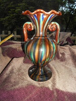 Mezőtúr csurgatott mázas,  váza --21 cm