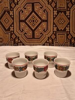 6 DB, HOLLÓHÀZI PORCELÁN HIPPI MINTÁS CSÉSZE VOLÁN (G12)