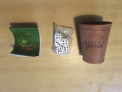 Vilmos (körtepinka) bőr kockavető pohár 5 dobókockával jegyzettömbbel