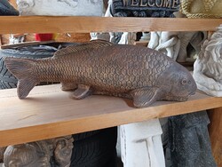 Nagy kb 60cm Hal Nyurga Ponty Kültéri Fagyálló Műkő tömör  kerti szobor horgász ajándék