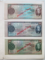 Societe Generale Thomas Cook 100-200-500 frank utazási csekk SPECIMEN sorozat 1978