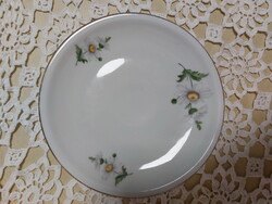 Alföldi margarétás porcelán süteményes tányér, arany széllel