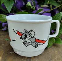 Zsolnay porcelán bögre kisegér ceruzával