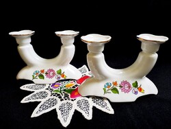 Eredeti Kalocsai porcelán két ágú gyertyatartó 10 x 15 cm