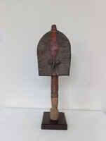 Antik afrikai Mahongwe Kota népcsoport vörösréz fa fétis maszk szobor Gabon 605 2948