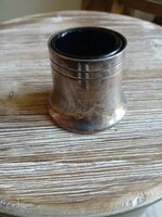 Csodás régi ezüstözött, üvegbetétes fűszertartó (5,3x6,3 cm)