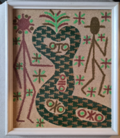 Dombay Győző: Ádám és Éva kollázs vegyes technika farost lemezen, jelzetlen