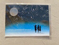 2005 Nemzetközi Gyermekmentő Szolgálat 50 Forint elsőnapi veret bliszter, UNC, 02444 sorszám