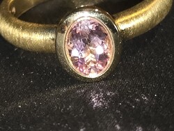 375 Au, Pink Imperial Topáz köves  9k arany gyűrű - új