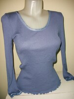 Vékony selyem 70% - pamut 30% pulóver, farmerkék