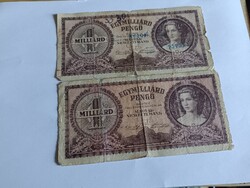 2 db egymilliárd pengő 1946-ból