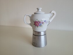 Régi retro nagyobb méretű Hajnalka mintás Hollóházi porcelán kotyogós kávéfőző