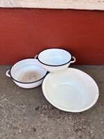 3 db Zománcos edény csomag tálak Lavór zománcozott falusi