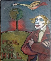 Ughy Miklós: "Fool on the hill" -eredeti, nagyméretű pasztellkép 1987-ből