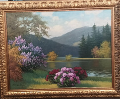 Tordai Székely Mihály: "Virágzó erdő" olajkép