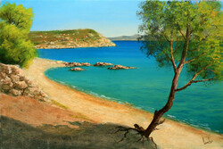 Lantos György: Mediterrán tengerpart 40x60 cm