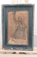 Kossuth Lajos megérkezése Budapestre antik nyomat 35x50 cm