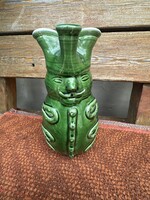 Zöld mázas Mezőtúri Miska kancsó 20cm kiváló állapotban