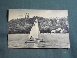 Képeslap,Balaton,Tihany,vitorlás hajó látkép,részlet,1965-