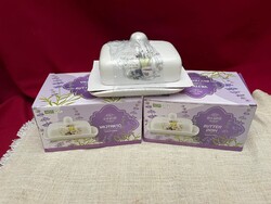 Gyönyörű porcelán levendulás vajtartó tartó vajnak konyhai