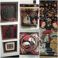 KELETI  TÉMÁJÚ KÉP( 18 CM X 39 CM) ÉS DOBOZ (11.5 CM X 9 CM)