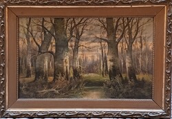 "Erdei patak" hangulatos, olajfestmény a 20. század első feléböl
