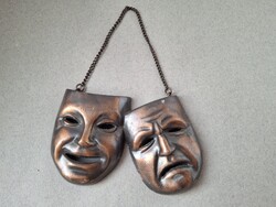 Színházi maszkok, sír-nevet, falidísz, 14 cm