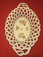 Herendi kézzel festett áttört porcelán tál Viktória minta 7600/VBO