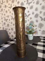 Nagy Löveghüvely Hadifogoly Váza Háborús Emlék ágyúhüvely váza 1948