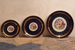 Vintage Bohemia MZ 24kt kobaltkék emlék tányérok Moritz Zdekauer porcelán