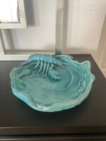 Zsolnay alapmázas rákos tál, dísztál - nagy méret 29 cm