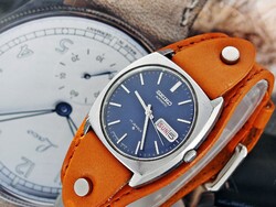 Gyönyörű retro acélautomata Seiko óra 1979-ből szép bőr szíjjal