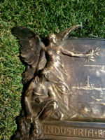H. Kautsch ( 1859-1943) -  szecessziós bronz relief, dombormű - Industria et fortitudo