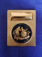 Francia pudrié. Aranyozott tok, Limoges porcelánnal, jelzett Dior rúzzsal.