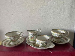 Ritka mintázatú "Chelsea madár" 2 személyes angol teás készlet, tejkiöntővel és cukortartóval!