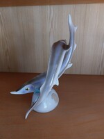 Hollóházi kecsege pár porcelán