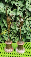 Hermész és Fortuna mitológiai bronz szobrok