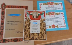 (NBL5) Régi szocialista oklevél, emléklapok egyben