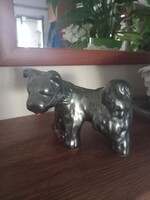 Bodrogkeresztúri mázas kerámia puli figura – ritka, álló testtartású darab kolonccal