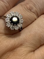 Margaréta arany gyűrű 0.90ct gyémántokkal zafírral.Igazolással