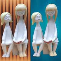 Káldor Aurél "Olvasó lányok" Hollóházi retro gyerek porcelán eladó