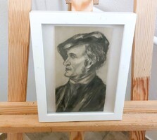 (NBL5) Portré grafika (Richard Wagner?) 19x24 cm kerettel