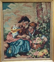 Antik tűgobelin Murillo: Gyümölcsárus gyerekek
