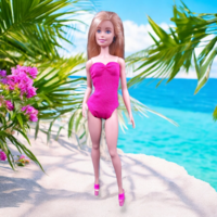 Pink body, dressz, fürdőruha- ruha barbie típusú babákhoz (a014pk)