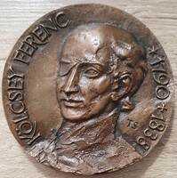 Tóth Sándor: Kölcsey Ferenc Himnusz 1823 öntött bronz emlékérem