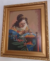 Gobelin - nagyobb méretű - himző asszony  - EGY HÓNAPIG A GALÉRIÁN!!!