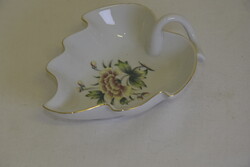 Hollóházi porcelán levél alakú tál A253