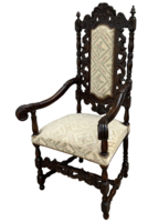 Faragott antik reneszánsz karosszék trónszék