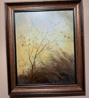 Takács László: Őszi hangulat című olajfestménye 30x24cm